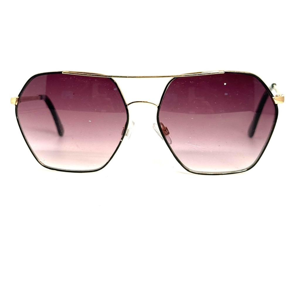 O by Oscar de la Renta Geometric Aviator Sunglasses Gold Purple Gradient